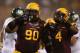 TEMPE, AZ - SEPTEMBER 05: Defensive tackle Will Sutton #90 and safety Alden Darby #4 of the Arizona State Sun Devils celebrate after a defensive stop against the Sacramento State Hornets during the first quarter of the college football game at Sun Devil Stadium on September 5, 2013 in Tempe, Arizona. (Photo by Christian Petersen/Getty Images)