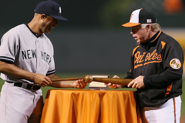 Orioles Honor Mariano Rivera with Bronze Sculpture of a Ball Breaking a Bat