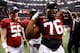 NEW ORLEANS, LA - JANUARY 09: D.J. Fluker #76 and William Ming #56 of the Alabama Crimson Tide celebrate after defeating Louisiana State University Tigers in the 2012 Allstate BCS National Championship Game at Mercedes-Benz Superdome on January 9, 2012 in New Orleans, Louisiana. Alabama won the game by a score of 21-0. (Photo by Chris Graythen/Getty Images)
