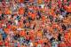 Aug 31, 2013; Houston, TX, USA; Oklahoma State Cowboys fans cheer after a play during the third quarter against the Mississippi State Bulldogs at Reliant Stadium. Mandatory Credit: Troy Taormina-USA TODAY Sports