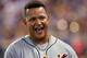 KANSAS CITY, MO - SEPTEMBER 07: Miguel Cabrera #24 of the Detroit Tigers laughs at a few teammates in the dugout as the Kansas City Royals take the field in the fifth inning on September 7, 2013 at Kauffman Stadium in Kansas City, Missouri. (Photo by Kyle Rivas/Getty Images)