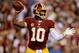 LANDOVER, MD - SEPTEMBER 09: Quarterback Robert Griffin III #10 of the Washington Redskins looks to pass in the first quarter agianst the Philadelphia Eagles at FedExField on September 9, 2013 in Landover, Maryland. (Photo by Patrick Smith/Getty Images)
