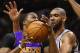 SAN ANTONIO, TX - APRIL 24: Dwight Howard #12 of the Los Angeles Lakers dribbles the ball against Tim Duncan #21 of the San Antonio Spurs during Game Two of the Western Conference Quarterfinals of the 2013 NBA Playoffs at AT&T Center on April 24, 2013 in San Antonio, Texas. NOTE TO USER: User expressly acknowledges and agrees that, by downloading and or using this photograph, User is consenting to the terms and conditions of the Getty Images License Agreement. (Photo by Ronald Martinez/Getty Images)