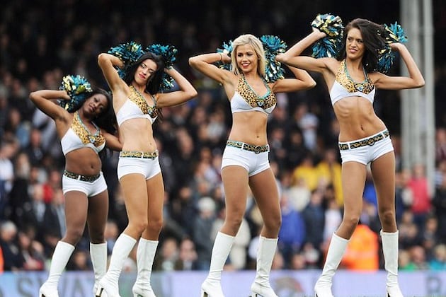 See Jacksonville Jaguars Cheerleaders Perform at Fulham vs West Brom