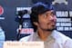 Sept 19, 2012; New York, NY, USA; Manny Pacquaio during the press conference announcing his fourth fight against Juan Manuel Marque at The Edison Ballroom. Mandatory Credit: Ed Mulholland-USA TODAY Sports