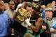 Sep 14, 2013; Las Vegas, NV, USA; Floyd Mayweather Jr. celebrates after defeating Canelo Alvarez by a majority decision at their WBC and WBA super welterweight titles fight at MGM Grand Garden Arena. Mandatory Credit: Jayne Kamin-Oncea-USA TODAY Sports