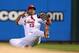 ST. LOUIS, MO - SEPTEMBER 12: David Freese #23 of the St. Louis Cardinals mis-plays a ground ball against the Milwaukee Brewers in the first inning at Busch Stadium on September 12, 2013 in St. Louis, Missouri. (Photo by Dilip Vishwanat/Getty Images)
