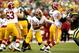 GREEN BAY, WI - SEPTEMBER 15: Quarteback Robert Griffen III of the Washington Redskins is forced out of the pocket while playing the Green Bay Packers at Lambeau Field on September 15, 2013 in Green Bay, Wisconsin. (Photo by Matthew Stockman/Getty Images)