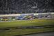 Sep 15, 2013; Joliet, IL, USA; NASCAR Sprint Cup Series driver Matt Kenseth (20) leads the field on a restart after a rain delay during the Geico 400 at Chicagoland Speedway. Mandatory Credit: Rob Grabowski-USA TODAY Sports