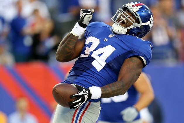 Jacobs Gets into End Zone, but Giants' Running Game Goes Nowhere