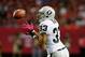 ATLANTA, GA - OCTOBER 14: Tyvon Branch #33 of the Oakland Raiders intercepts a pass by Matt Ryan #2 of the Atlanta Falcons at Georgia Dome on October 14, 2012 in Atlanta, Georgia. (Photo by Kevin C. Cox/Getty Images)