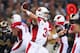 ST. LOUIS, MO - SEPTEMBER 8: Carson Palmer #3 of the Arizona Cardinals passes against the St. Louis Rams at the Edward Jones Dome on September 8, 2013 in St. Louis, Missouri. (Photo by Dilip Vishwanat/Getty Images)