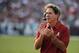 COLLEGE STATION, TX - SEPTEMBER 14: Head Coach Nick Saban of the Alabama Crimson Tide celebrates after a third quarter touchdown during the game against the Texas A&M Aggies at Kyle Field on September 14, 2013 in College Station, Texas. (Photo by Scott Halleran/Getty Images)