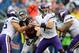Sep 15, 2013; Chicago, IL, USA; Minnesota Vikings quarterback Christian Ponder (7) drops back to pass against the Chicago Bears during the first quarter at Soldier Field. Mandatory Credit: Jerry Lai-USA TODAY Sports