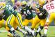 Sep 15, 2013; Green Bay, WI, USA; Green Bay Packers running back James Starks (44) rushes with the football during the first quarter against the Washington Redskins at Lambeau Field. Mandatory Credit: Jeff Hanisch-USA TODAY Sports