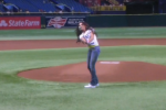 Holly Sonders 'Chips' Out First Pitch with a Wedge 