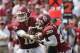 NORMAN, OK - SEPTEMBER 14: Quarterback Blake Bell #10 hands the ball to running back Roy Finch #22 of the Oklahoma Sooners September 14, 2013 at Gaylord Family-Oklahoma Memorial Stadium in Norman, Oklahoma. The Sooners defeated the Golden Hurricane 51-20. (Photo by Brett Deering/Getty Images)