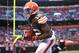 Aug 15, 2013; Cleveland, OH, USA; Cleveland Browns wide receiver Josh Gordon (12) makes a catch in the first quarter of a preseason game against the Detroit Lions at FirstEnergy Stadium. Mandatory Credit: Andrew Weber-USA TODAY Sports