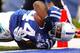 INDIANAPOLIS, IN - SEPTEMBER 15: Ahmad Bradshaw #44 of the Indianapolis Colts hits the ground at the end of a rush for a touchdown but was called down at the one yard line against the Miami Dolphins at Lucas Oil Stadium on September 15, 2013 in Indianapolis, Indiana. (Photo by Michael Hickey/Getty Images)