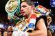LAS VEGAS, NV - SEPTEMBER 14: Danny Garcia celebrates his unanimous decision victory against Lucas Matthysse in their WBC/WBA super lightweight title fight at the MGM Grand Garden Arena on September 14, 2013 in Las Vegas, Nevada. (Photo by Al Bello/Getty Images)