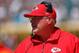 JACKSONVILLE, FL - SEPTEMBER 08: Kansas City Chiefs head coach Andy Reid looks on during a game against the Jacksonville Jaguars at EverBank Field on September 8, 2013 in Jacksonville, Florida. (Photo by Mike Ehrmann/Getty Images)