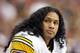 GLENDALE, AZ - OCTOBER 23: Safety Troy Polamalu #43 of the Pittsburgh Steelers watches from the sidelines during the NFL game against the Arizona Cardinals at the University of Phoenix Stadium on October 23, 2011 in Glendale, Arizona. The Steelers defeated the Cardinals 32-20. (Photo by Christian Petersen/Getty Images)