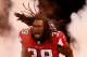 ATLANTA, GA - SEPTEMBER 15: Steven Jackson #39 of the Atlanta Falcons leaps out onto the field during pregame introductions against the St. Louis Rams at Georgia Dome on September 15, 2013 in Atlanta, Georgia. (Photo by Kevin C. Cox/Getty Images)