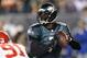 Sep 19, 2013; Philadelphia, PA, USA; Philadelphia Eagles quarterback Michael Vick (7) looks to pass during the first quarter against the Kansas City Chiefs at Lincoln Financial Field. Mandatory Credit: Howard Smith-USA TODAY Sports