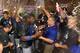 PHOENIX, AZ - SEPTEMBER 19: Yasiel Puig #66 of the Los Angeles Dodgers celebrates in the locker room after defeating the Arizona Diamondbacks to clinch the National League West title and a postseason berth at Chase Field on September 19, 2013 in Phoenix, Arizona. (Photo by Christian Petersen/Getty Images)