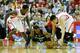 HOUSTON, TX - APRIL 12: Patrick Beverley #12 and Jeremy Lin #7 of the Houston Rockets battle for a loose ball with Mike Conley #11 of the Memphis Grizzlies at the Toyota Center on April 12, 2013 in Houston, Texas. NOTE TO USER: User expressly acknowledges and agrees that, by downloading and or using this photograph, User is consenting to the terms and conditions of the Getty Images License Agreement. (Photo by Scott Halleran/Getty Images)