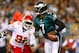 PHILADELPHIA, PA - SEPTEMBER 19: Michael Vick #7 of the Philadelphia Eagles looks to pass in the second quarter against the Kansas City Chiefs at Lincoln Financial Field on September 19, 2013 in Philadelphia, Pennsylvania. (Photo by Rich Schultz/Getty Images)