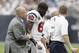 HOUSTON, TX - SEPTEMBER 15: Andre Johnson #80 of the Houston Texans walks off the field unassisted after taking hard hit from Bernard Pollard #31 of the Tennessee Titans at Reliant Stadium on September 15, 2013 in Houston, Texas. (Photo by Bob Levey/Getty Images)