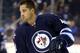 Sep 17, 2013; Winnipeg, Manitoba, CAN; Winnipeg Jets forward Devin Setoguchi (40) prior to preseason game versus Edmonton Oilers at MTS Centre. Mandatory Credit: Bruce Fedyck-USA TODAY Sports
