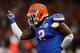 NEW ORLEANS, LA - JANUARY 02: Dominique Easley #2 of the Florida Gators celebrates after sacking Teddy Bridgewater #5 of the Louisville Cardinals in the first quarter of the Allstate Sugar Bowl at Mercedes-Benz Superdome on January 2, 2013 in New Orleans, Louisiana. (Photo by Kevin C. Cox/Getty Images)