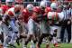 COLUMBUS, OH - SEPTEMBER 21: Joe Burger #48 of the Ohio State Buckeyes, Trey Johnson #36 of the Ohio State Buckeyes and Corey Brown #3 of the Ohio State Buckeyes gang up to stop ballcarrier Al-Terek McBurse #1 of the Florida A&M Rattlers in the third quarter at Ohio Stadium on September 21, 2013 in Columbus, Ohio. Ohio State defeated FAMU 76-0. (Photo by Jamie Sabau/Getty Images)