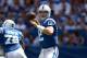 INDIANAPOLIS, IN - SEPTEMBER 15: Andrew Luck #12 of the Indianapolis Colts passes the ball during the NFL game against the Miami Dolphins at Lucas Oil Stadium on September 15, 2013 in Indianapolis, Indiana. (Photo by Andy Lyons/Getty Images)