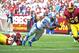 Sep 22, 2013; Landover, MD, USA; Detroit Lions running back Joique Bell (35) dives for the end zone as Washington Redskins safety Brandon Meriweather (31) and Washington Redskins defensive end Darryl Tapp (54) look on during the first half at FedEX Field. Mandatory Credit: Brad Mills-USA TODAY Sports