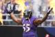 BALTIMORE, MD - SEPTEMBER 22: Outside linebacker Terrell Suggs #55 of the Baltimore Ravens is introduced before the start of the Ravens and Houston Texans game at M&T Bank Stadium on September 22, 2013 in Baltimore, Maryland. (Photo by Rob Carr/Getty Images)