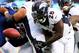 EAST RUTHERFORD, NJ - SEPTEMBER 15: Montee Ball #28 of the Denver Broncos fumbles the ball in the endzone in the first quarter against the New York Giants at MetLife Stadium on September 15, 2013 in East Rutherford, New Jersey. (Photo by Elsa/Getty Images)