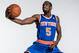 GREENBURGH, NY - AUGUST 06: Tim Hardaway Jr. #5 of the New York Knicks poses for a portrait during the 2013 NBA rookie photo shoot at the MSG Training Center on August 6, 2013 in Greenburgh, New York. NOTE TO USER: User expressly acknowledges and agrees that, by downloading and/or using this Photograph, user is consenting to the terms and conditions of the Getty Images License Agreement. (Photo by Nick Laham/Getty Images)