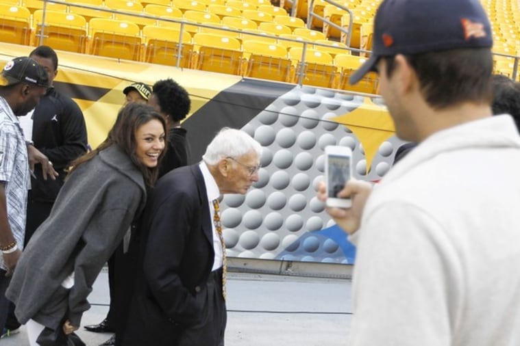 Mila Kunis Photobombs Steelers Owner Dan Rooney with the Help of Ashton Kutcher