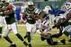 Sep 22, 2013; East Rutherford, NJ, USA; New York Jets running back Bilal Powell (29) with the ball against the Buffalo Bills at MetLife Stadium. Mandatory Credit: Robert Deutsch-USA TODAY Sports