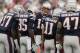 FOXBORO, MA - SEPTEMBER 22: Quarterback Tom Brady #12 of the New England Patriots talks to receivers Aaron Dobson #17, Kenbrell Thompkins, Julian Edelman #11 and Michael Hoomanawanui in the huddle during the second half of their 23-3 win over the Tampa Bay Buccaneers at Gillette Stadium on September 22, 2013 in Foxboro, Massachusetts. (Photo by Winslow Townson/Getty Images)