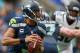 SEATTLE, WA - SEPTEMBER 22: Quarterback Russell Wilson #3 of the Seattle Seahawks looks downfield to pass against the Jacksonville Jaguars at CenturyLink Field on September 22, 2013 in Seattle, Washington. The Seahawks defeated the Jaguars 45-17. (Photo by Otto Greule Jr/Getty Images)