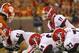 Aug 31, 2013; Clemson, SC, USA; Georgia Bulldogs quarterback Aaron Murray (11) prior to the snap during the first quarter against the Clemson Tigers at Clemson Memorial Stadium. Mandatory Credit: Joshua S. Kelly-USA TODAY Sports