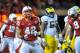 LINCOLN, NE - OCTOBER 27: Linebacker Sean Fisher #42 of the Nebraska Cornhuskers celebrates a tackle for loss against the Michigan Wolverines during their game at Memorial Stadium on October 27, 2012 in Lincoln, Nebraska. Nebraska beat Michigan 23-9. (Photo by Eric Francis/Getty Images)