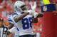 KANSAS CITY, MO - SEPTEMBER 15: Dez Bryant #88 of the Dallas Cowboys celebrates after scoring a touchdown against the Kansas City Chiefs in the first quarter September 15, 2013 at Arrowhead Stadium in Kansas City, Missouri. (Photo by Kyle Rivas/Getty Images)