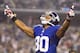 ARLINGTON, TX - SEPTEMBER 8: Victor Cruz #80 of the New York Giants celebrates after scoring a touchdown against the Dallas Cowboys at AT&T Stadium on September 8, 2013 in Arlington, Texas. The Cowboys defeated the Giants 31-36. (Photo by Wesley Hitt/Getty Images)