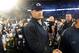 Sep 21, 2013; University Park, PA, USA; Penn State Nittany Lions head coach Bill O'Brien (left) shakes hands with coaches after beating the Kent State Golden Flashes 34-0 at Beaver Stadium. Mandatory Credit: Evan Habeeb-USA TODAY Sports