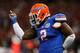 NEW ORLEANS, LA - JANUARY 02: Dominique Easley #2 of the Florida Gators celebrates after sacking Teddy Bridgewater #5 of the Louisville Cardinals in the first quarter of the Allstate Sugar Bowl at Mercedes-Benz Superdome on January 2, 2013 in New Orleans, Louisiana. (Photo by Kevin C. Cox/Getty Images)